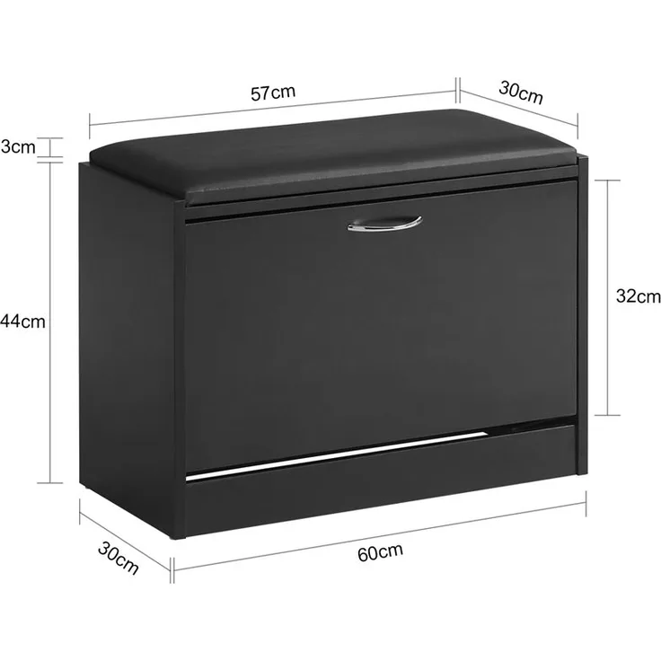 SoBuy FSR16-SCH Schuhbank, Spanplatte, Melamin, Schwarz, 104 x 51 x 24 cm