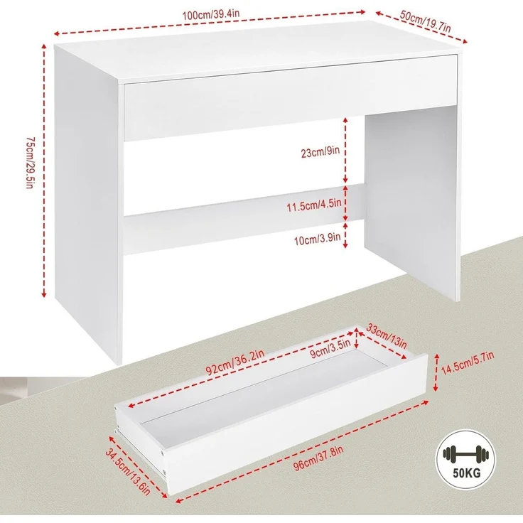 EUGAD Schreibtisch (1-St), Bürotisch PC Tisch mit Schublade&Stauraum – Bild 2