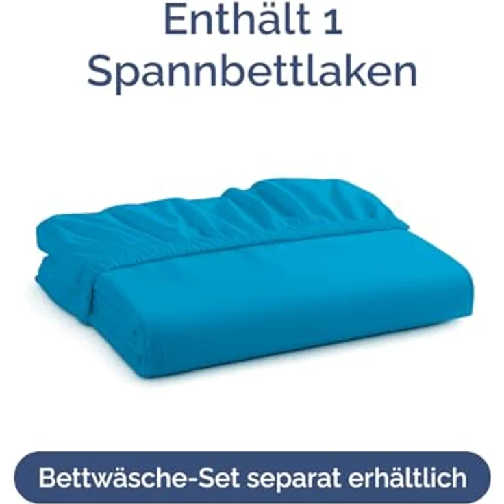 Spannbettlaken 120x190 cm Jeansblau - 30cm (12") Tiefe Tasche - Premium Mikrofaser Spannbetttuch - Weich, Knitter- und Bügelfrei - Atmungsaktiv, Hypoallergen und Oeko-TEX Standard 100 Zertifiziert – Bild 4