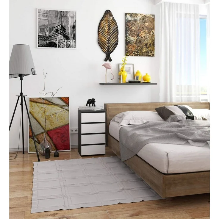 Home Collective Kommode 40 cm breit Holz Highboard Sideboard für Flur Schlafzimmer Wohnzimmer (Mehrzweckschrank Schrank schmal Kommode Schlafzimmer mit Schubladen), Kinderzimmer Organizer, 73 cm hoch mit 4 Schubladen graphit-weiß – Bild 3