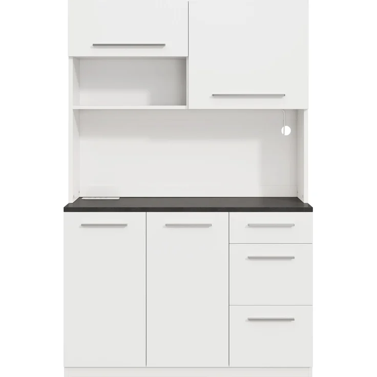 Buffetschränke, Esszimmer-Hochschrank 120×40×180 cm, mehrstufigem Stauraum, integrierter Steckdose sowie USB-C- und USB-A-Anschlüssen,Mit farbigem Lichtstreifen, Weiß – Bild 14