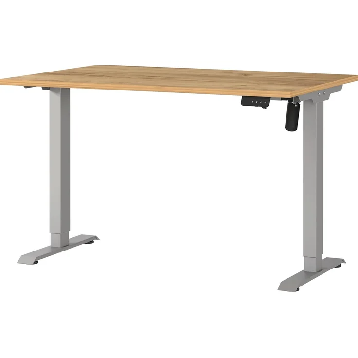 Germania Schreibtisch 8022-641, in Navarra-Eiche-Nb./Silber, elektr. höhenverstellbar, 120 x 119 x 80 cm (BxHxT) – Bild 1