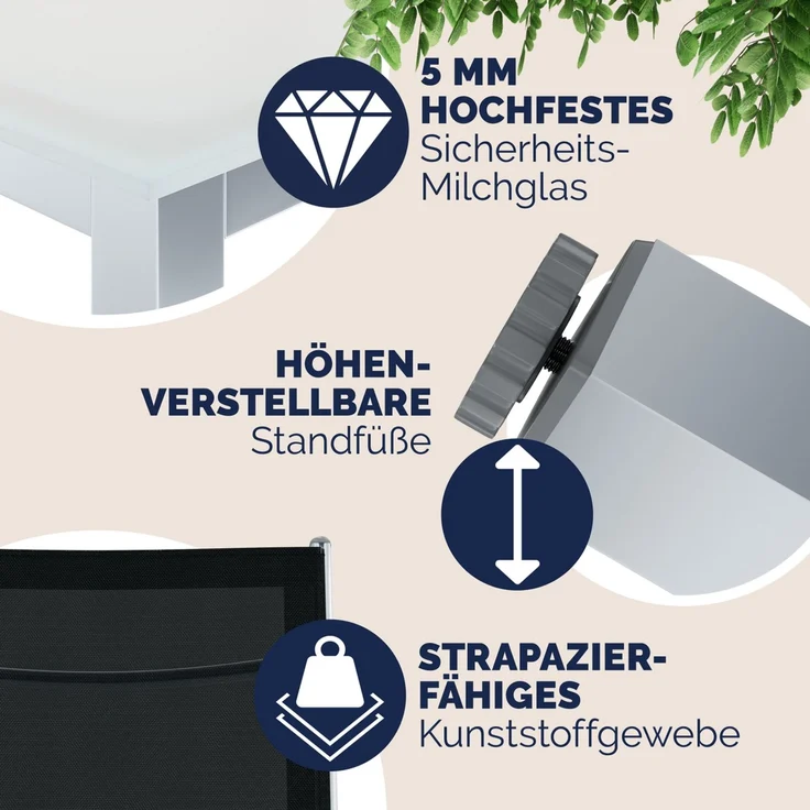 CASARIA® Aluminium Sitzgruppe Bern 8+1 Verstellbare Hochlehner Silber – Bild 4