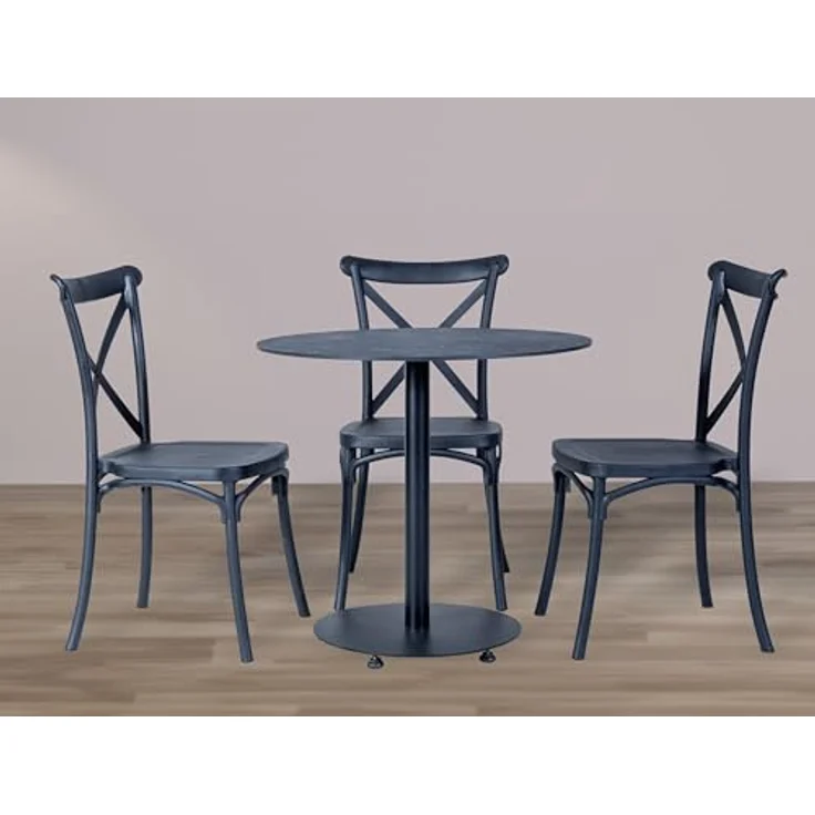 GARDENIA Country Stuhl aus Kunstharz, Vintage, Schwarz, 2 Stühle – Bild 3