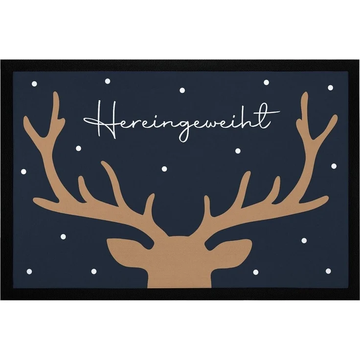 MoonWorks Fußmatte Fußmatte Weihnachten Hirsch-Geweih Wintermotiv Rentier Hereingeweiht, rechteckig – Bild 1