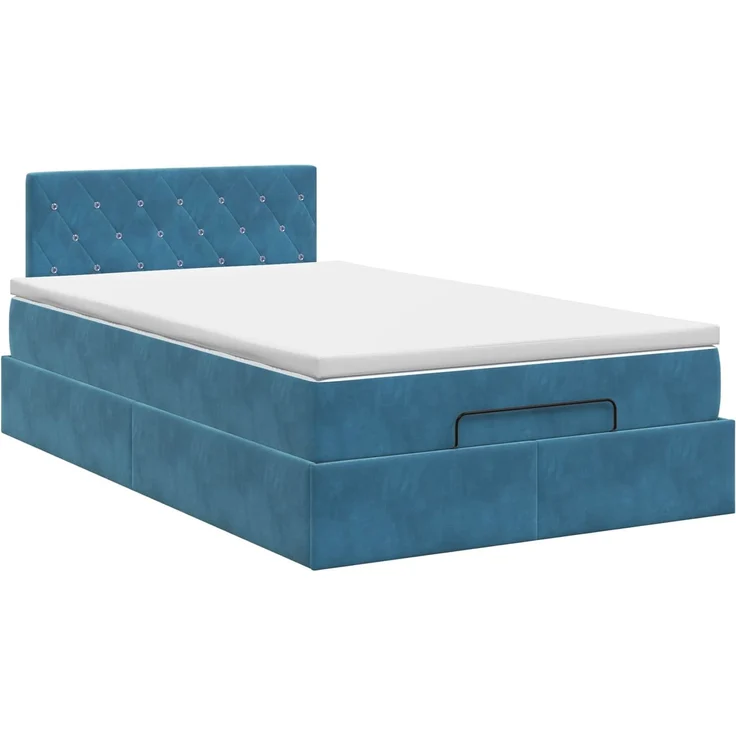 vidaXL Ottoman Bett mit Matratze Dunkelblau 120 x 190 cm Samt 3456475 – Bild 5