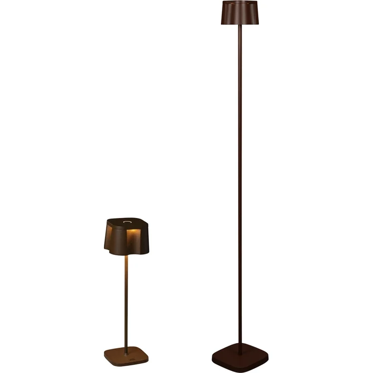 SET Akku Stehlampe 120cm & Tischleuchte 36cm für Outdoor kabellos Rostoptik – Bild 2