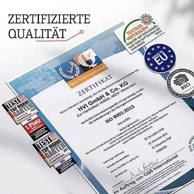 Beo Gartenstuhlauflagen Hochlehner 2er Set Barcelona | Made in EU nach Öko-Tex Standard | Hochlehner Auflagen waschbar | Atmungsaktive Stuhlauflagen Hochlehner mit Blumen in Grau-Schwarz-Weiß – Bild 7