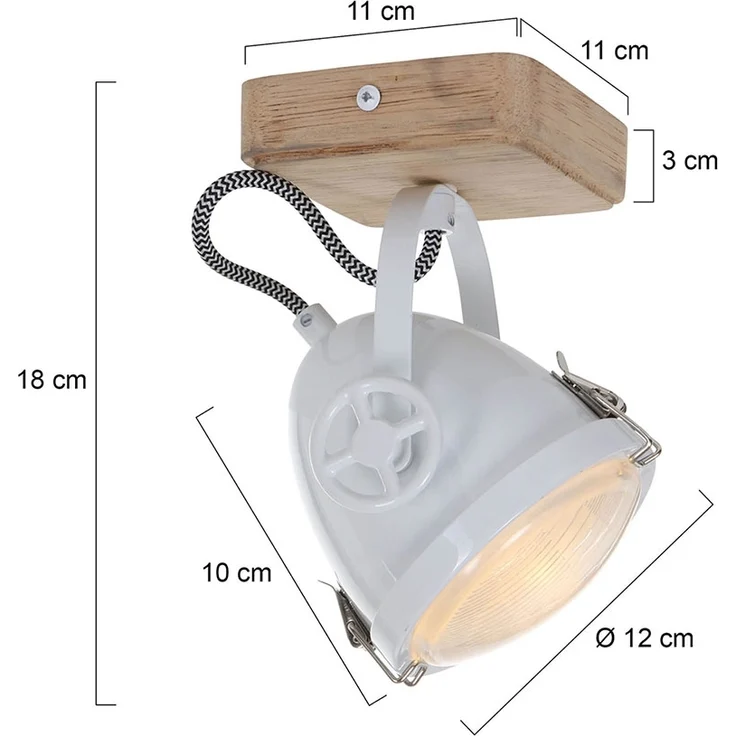 LED Deckenleuchte, Holz, weiß, Spot beweglich, H 18 cm – Bild 10
