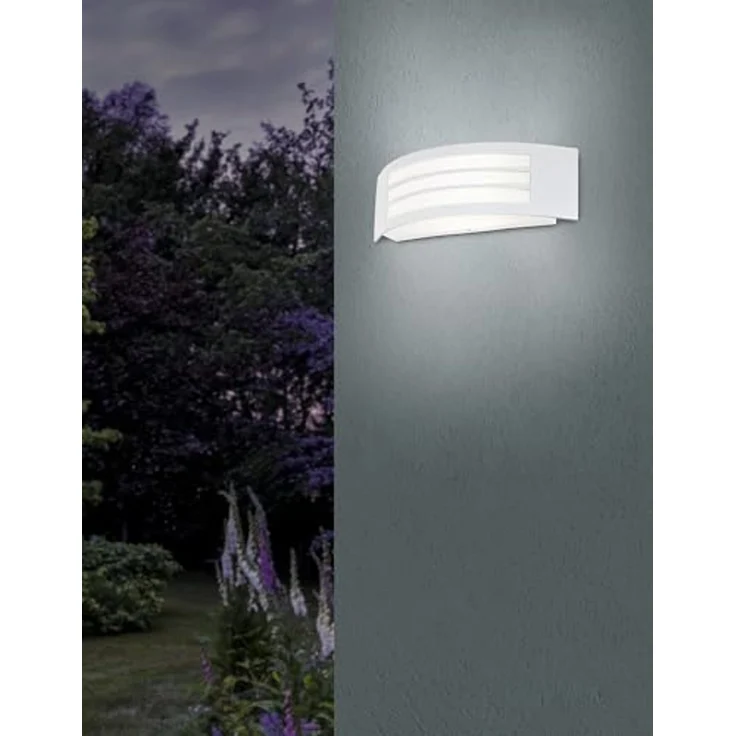EGLO Wandlampe außen Leiros, Außenbeleuchtung Hauswand, rechteckige Wand Außenleuchte, Außenwandleuchte aus Metall in Weiß, Außenlampe mit E27 Fassung, IP44 – Bild 2