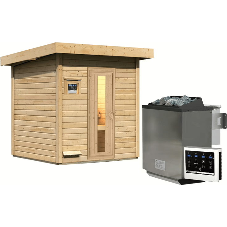 Karibu Sauna Hytti 2 naturbelassen mit 9 kW Bio-Ofen mit externer Steuerung – Bild 2