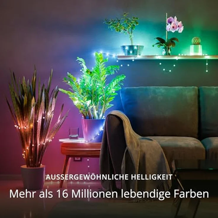 Twinkly Strings Star 100 LED, Sternförmige LED-Lichterkette, RGB LED-Lichter, Kompatibel mit Alexa & Google Home, Gaming-Lichter, Stromversorgung über USB-C, Transparentes Kabel, 6m – Bild 3