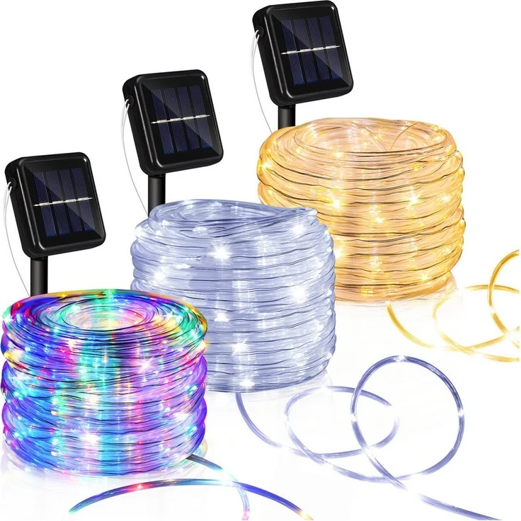 Clanmacy LED-Lichterschlauch LED Solarleuchte 10m LED Solar Lichterkette Solarleuchten,Kaltweiß – Bild 5