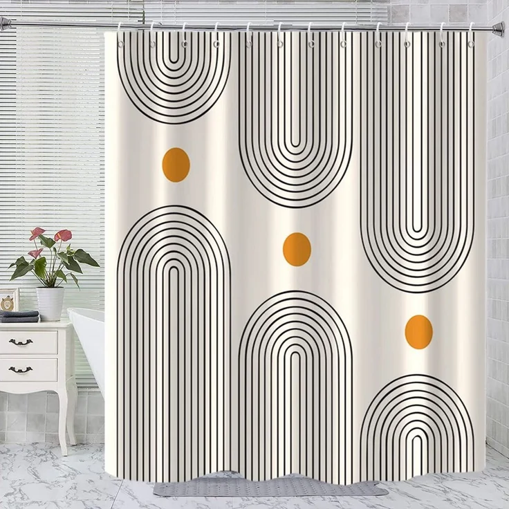 Zyronn Duschvorhang Wasserdichter Polyester-Duschvorhang, Boho-Duschvorhang, mit 12 Haken, dicker schimmelresistenter Duschvorhang – Bild 2