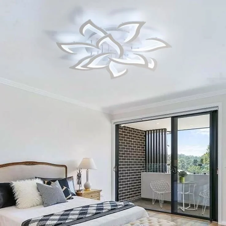 DELIPOP – Plafonnier blanc 84W für den Salon – Lustre – Design mit 10 Lumen, Intensität variabel, Ø80 cm, für den Krippen – und Schlafzimmerbereich – Weiß – 82x82x12cm – Bild 2