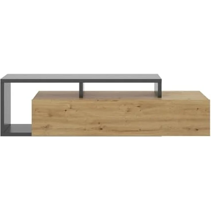 Dmora - TV-Ständer Maiella, niedriges Sideboard für Wohnzimmer, Sideboard für Wohnzimmer für Fernseher, 165 x 40 x 47 cm, Eiche Nodes und Anthrazit – Bild 5