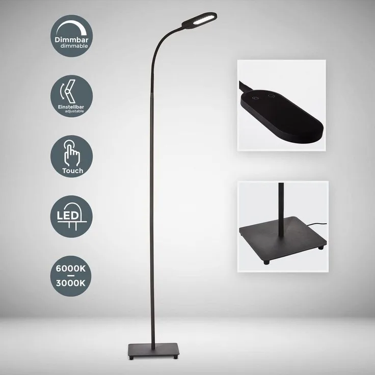 LED Stehleuchte dimmbar Stehlampe schwenkbar Memory & Touch Funktion