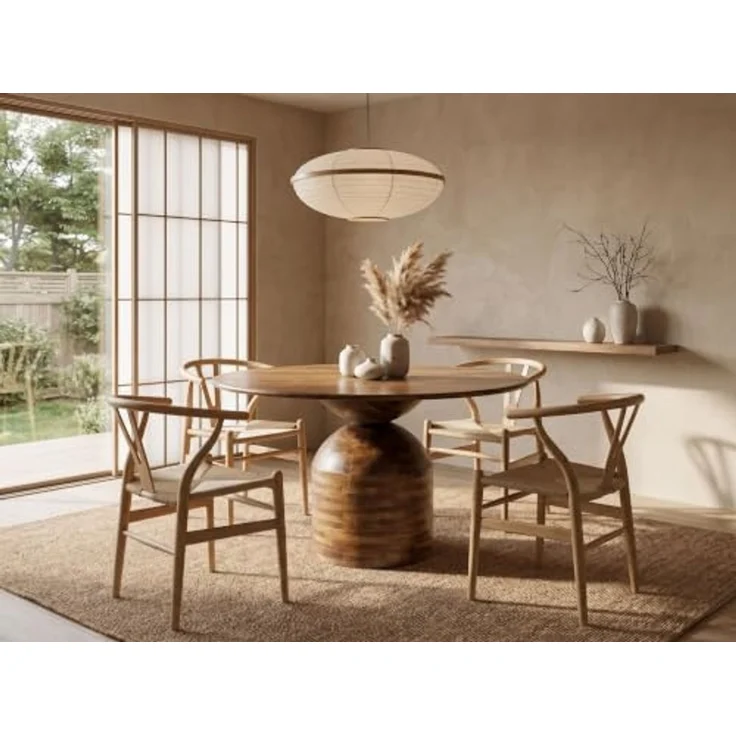 FINEBUY Esstisch FB117624 Esszimmertisch Küchentisch 4 Personen Holztisch Esszimmer (Hochwertiges Speisezimmermöbel für Familien), Rundes Design für ein gemütliches Zuhause – Bild 4