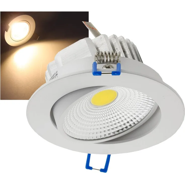 LED-Einbauleuchte "COB-7", 7W, 550lm3000K, 75°, Ø109xT47mm, Rahmen weiß