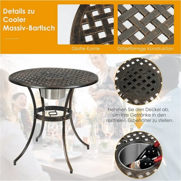 COSTWAY Balkonset, (3-tlg), Bistro-Set mit abnehmbarem Eiskübel – Bild 3