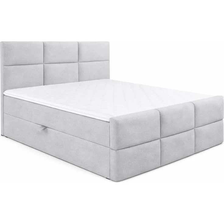 KRISAN MÖBEL Kontinentalbett BELLA 160 x 200 x 108 cm in Hellgrau Stoff MANILA mit Bettkasten und Topper inklusiv Grau – Bild 1