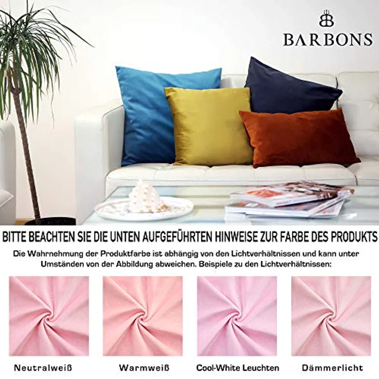 BARBONS Kissenbezug 45x45 2er Set – Samt Dekokissenbezug weiche Kissenbezüge Kissenhülle mit Reißverschluss Kopfkissenbezug (45x45, Rose) – Bild 4