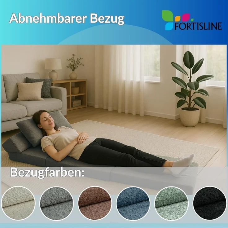 Klappmatratze Klappmatratze mit Kopfteil aus Teddy-Stoff (Boucl), FORTISLINE, Bezug waschbar. Zusammengeklappt als Sitzwürfel nutzbar – Bild 6