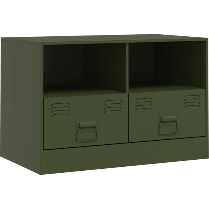 2 pcs TV-Schrank, Lowboard Olivgrün 67x39x44 cm Stahl – Bild 7