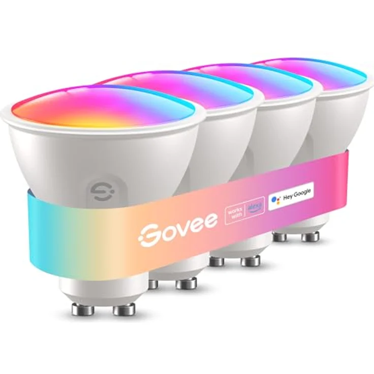 Govee Glühbirne GU10 LED RGBWW, Smarte Glühbirne Funktioniert mit Matter, Alexa, Google Home, 400LM WLAN LED Lampe Dimmbare Farbwechsel, 56 Szenen, Smart Bulb GU10 Synchronisierung mit Musik 4 Packung – Bild 1