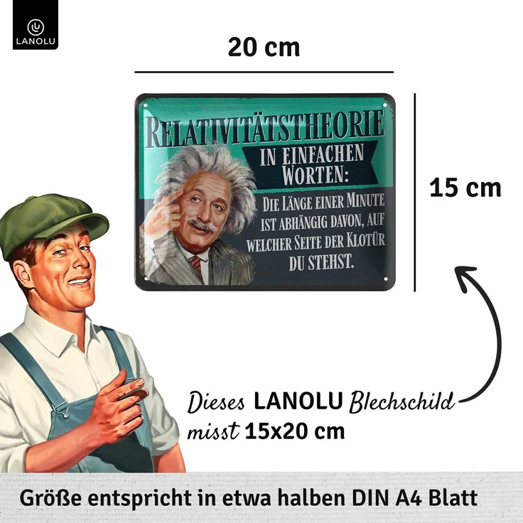 LANOLU Blechschild Einstein Relativitätstheorie- 15x20cm – Metall – Mehrfarbig – 15207 – Bild 4