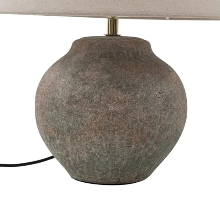 Lucande Tischleuchte Thalorin, 39 cm, braun, Keramik mit grauem Textilschirm und E27-Fassung – Bild 7