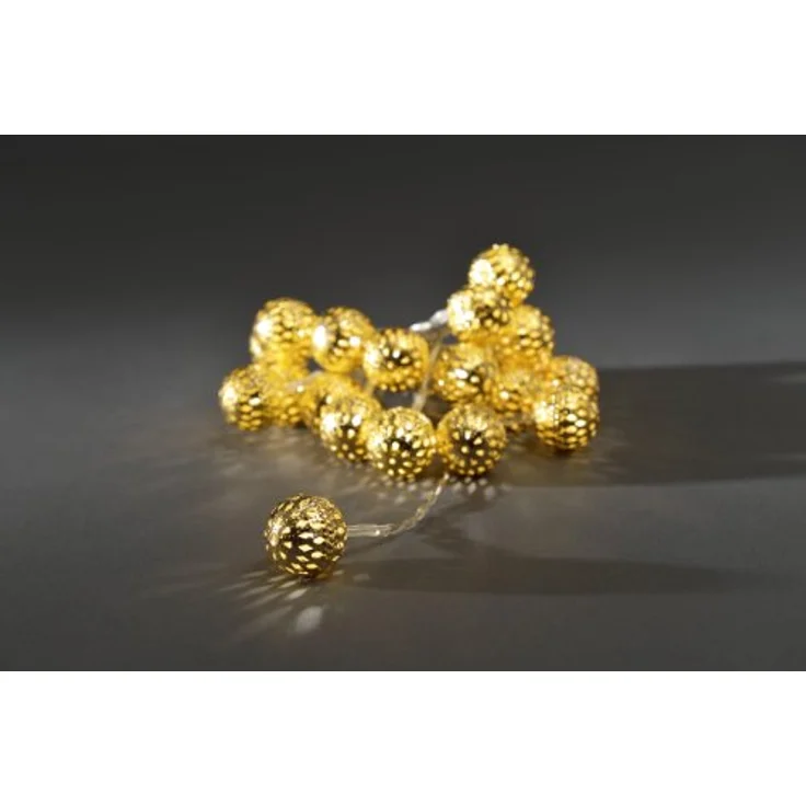 Konstsmide 3158-803 LED Dekolichterkette "Goldfarbenen Metallbälle" / für Innen / Batteriebetrieben: 3xAA 1.5V (exkl.) / 20 warm weiße Dioden / transparentes Kabel – Bild 3