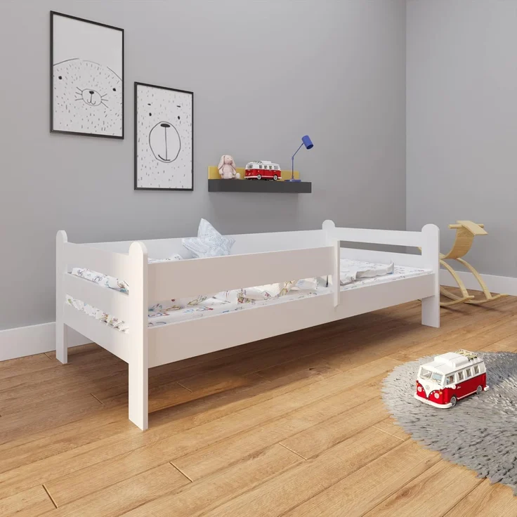 Kids Collective Kinderbett 80x160 80x180 90x200 mit Matratze, Rausfallschutz, & Lattenrost, in weiß Mädchen Jungen Bett Jugendbett 200x90 cm – Bild 2
