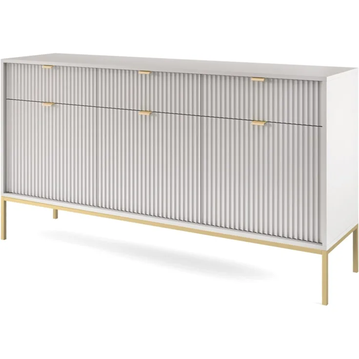 Selsey 'Vellore' Sideboard 3-türig, grau mit goldfarbenem Gestell, 83 x 154 x 39 cm