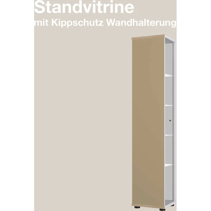 K-Möbel Glasvitrine C1014 (Glasvitrine (176x37x33 cm) mit 1 Glastür) Glasvitrine stehend – Bild 9