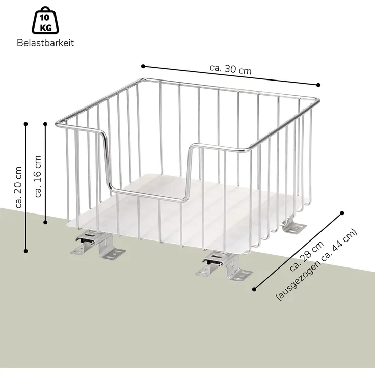 Korbauszug für Küchenoberschränke 30 cm Breite, chrom – Bild 7
