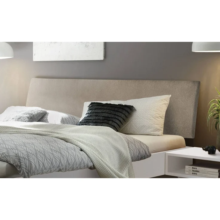 Hasena Polsterbett Pesaro Weiß mit Kopfteil in Pace Sand 140x210 cm, Komforthöhe 25 cm MDF weiss deckend – Bild 3