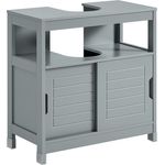 SoBuy FRG128-II-SG Waschbeckenunterschrank, MDF, Lackiert, Grau, 58 x 60 x 29 cm