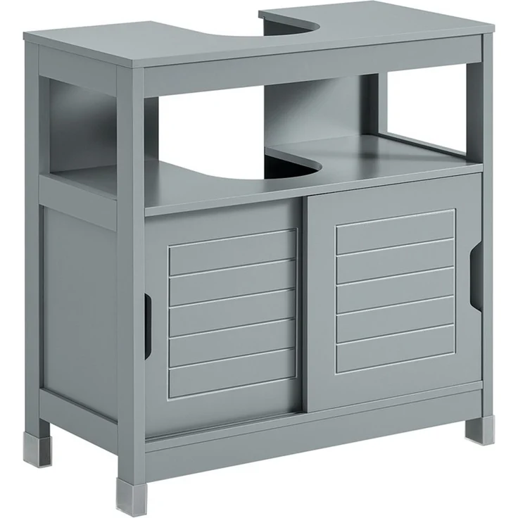 SoBuy FRG128-II-SG Waschbeckenunterschrank, MDF, Lackiert, Grau, 58 x 60 x 29 cm – Bild 1