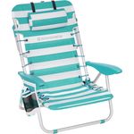SONGMICS Strandstuhl, faltbar mit Schultergurt, verstellbarer Rückenlehne & Kopfstütze, Grün / Weiß