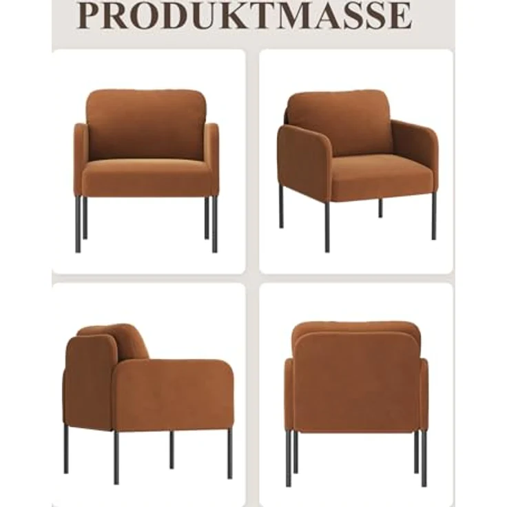 COLAMY Gepolsterter Ohrensessel aus Samt – Moderner Lounge-Sessel mit weicher Rückenlehne, Komfortabler Sessel für Wohnzimmer, Schlafzimmer, Apartment & Leseecke, Orange – Bild 10