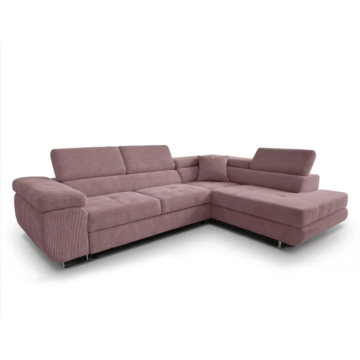 AX LIVING Konak Cord-Schlafsofa R Rosa 276 cm breit mit Bettkasten, Kopfstützen – Bild 7