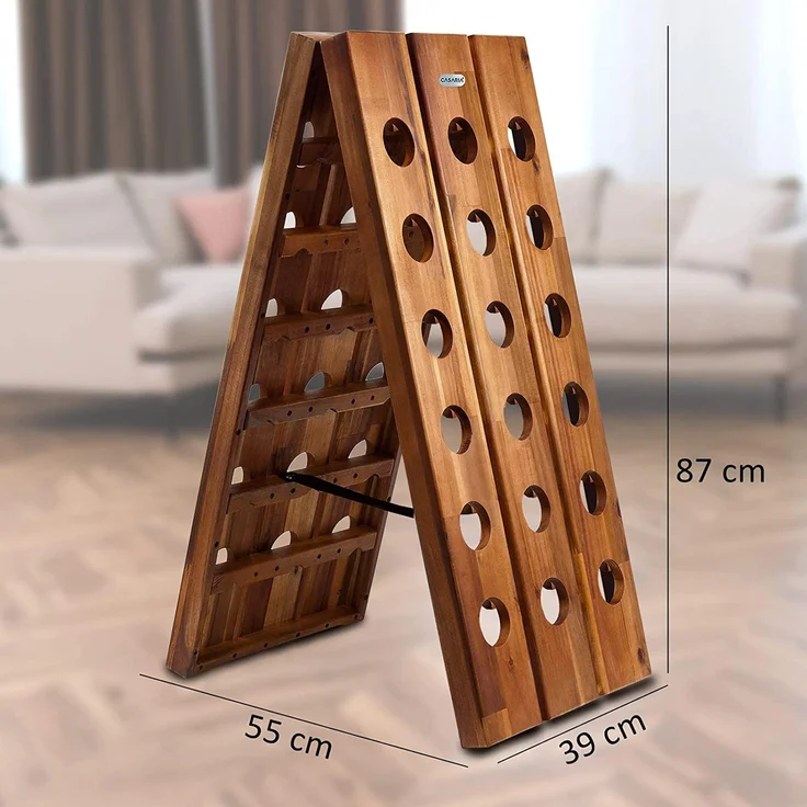 Casaria Weinregal Rüttelpult Weinständer, Akazie Holz, 87 x 39 x 55 cm – Bild 6