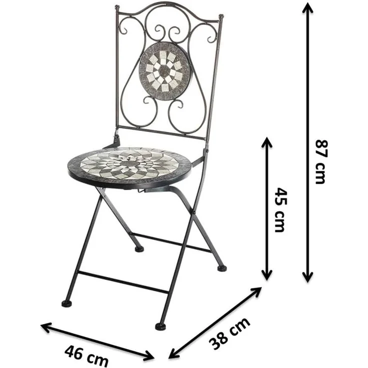 Kobolo 4-Fußstuhl Klappstuhl aus Metall in grau 88cm (Mosaik, 1 St) – Bild 3