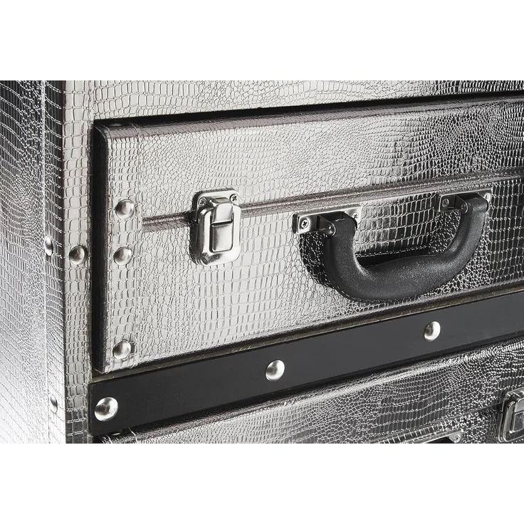 Kobolo Regal Kommode Schubladenturm Kofferoptik silber 4 Fächer – Bild 7