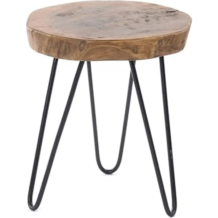 DESIGN DELIGHTS Beistelltisch BEISTELLTISCH "BAUMSCHEIBE", Holz, Metall, Ø 34 cm, Couchtisch – Bild 1