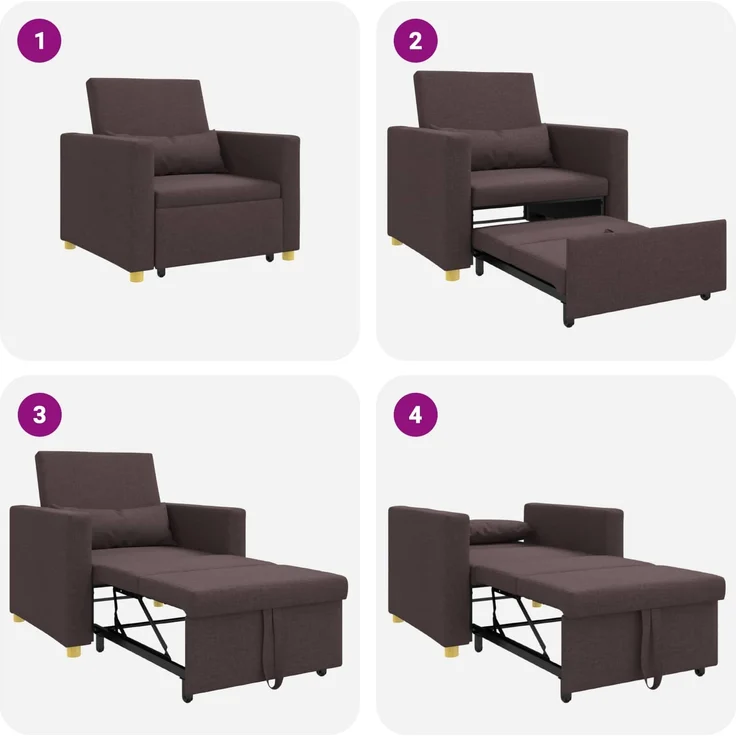 vidaXL Ausziehbare Schlafcouch Einzel Dunkelbraun 90 x 165 x 87 cm 42002688 – Bild 8