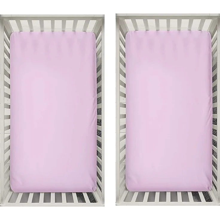 DuDu N Girlie Spannbettlaken für Babybett, Baumwoll-Jersey, rosa, 2 Stück