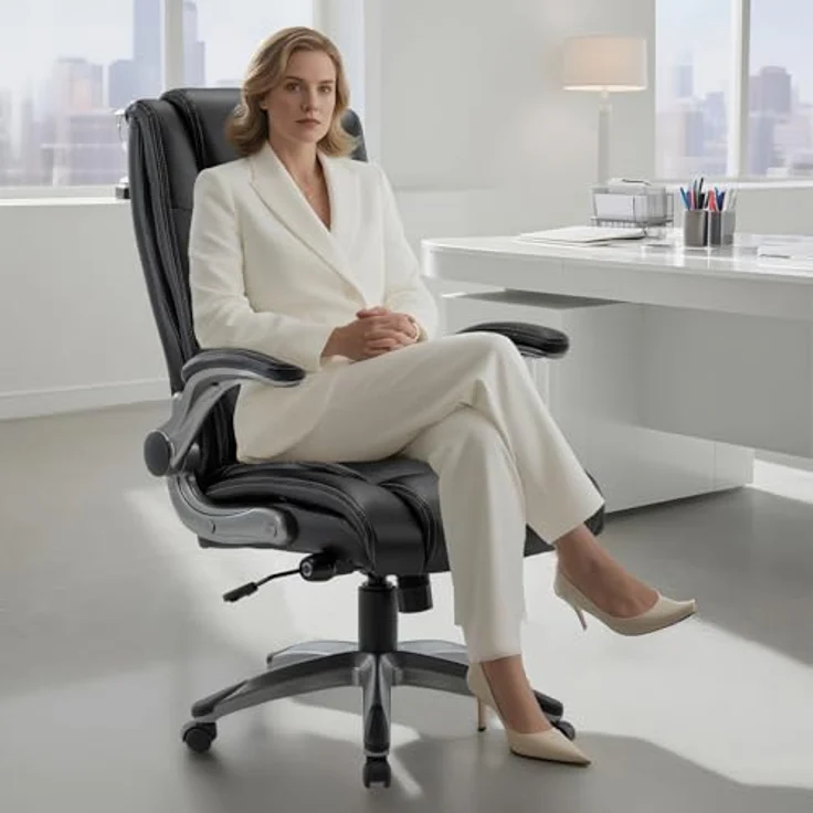 COLAMY Bürostuhl Ergonomisch, Ergonomischer Büro 360° Drehstuhl für Office, Chefsessel mit Hoher Rückenlehne, Schreibtischstuhl Lederstuhl mit Verstellbarer Neigungsverschluss, Schwarz – Bild 4