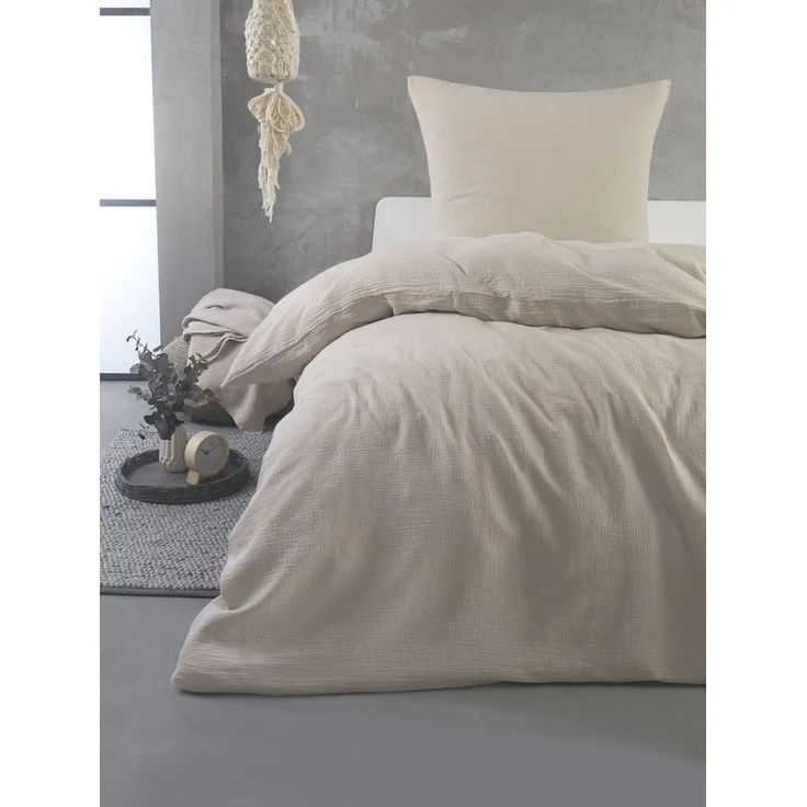 soma Bettwäsche Set Musselin 135x200 Baumwolle Natur natur, Baumwolle, 2 teilig, Geschenkidee atmungsaktiv weich sale Reißverschluss Partner Sommer – Bild 2